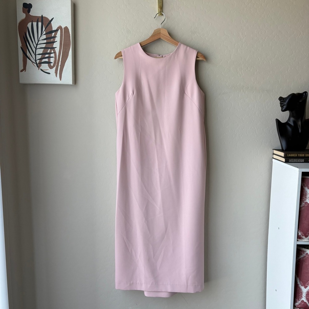 Locker Room Pink Sleeveless Open Back Draped Midi Dress Blush Size S/M